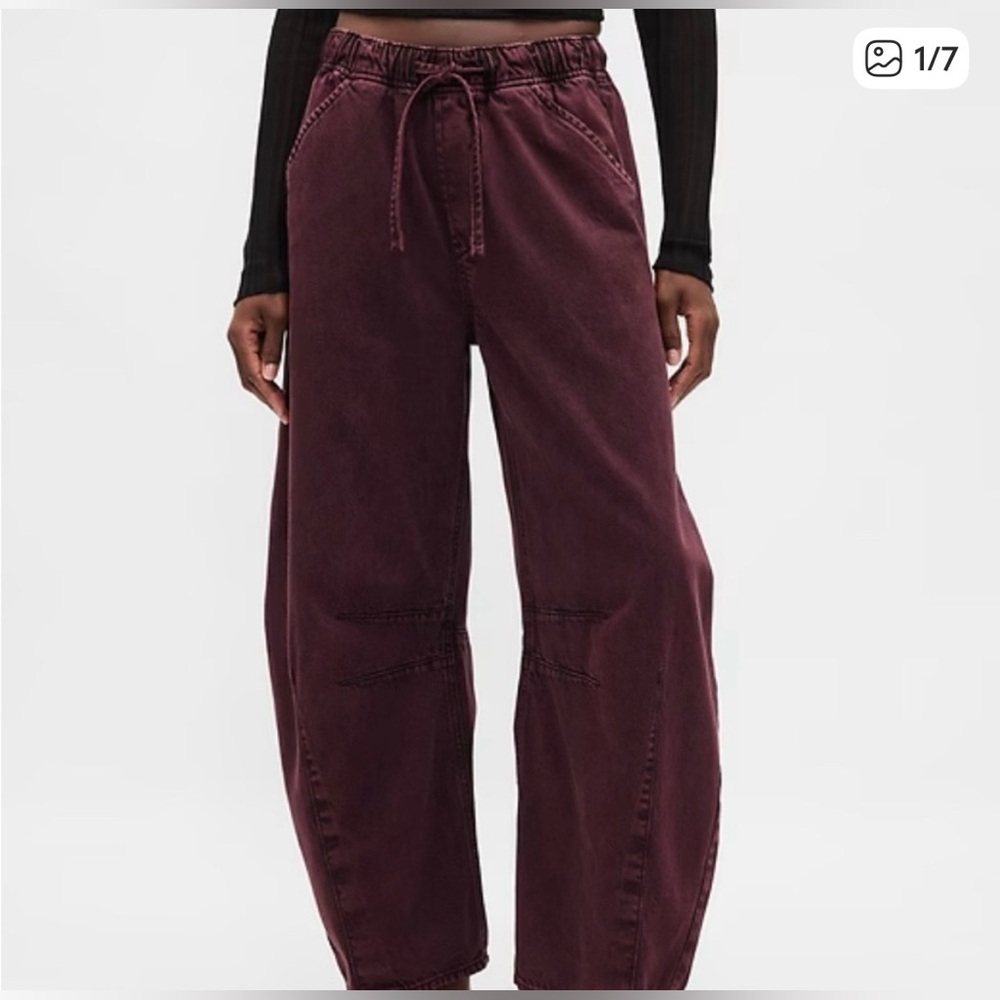 GAP Drawstring Wide Leg Pants Purple